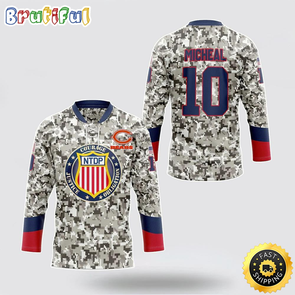 Personalized NFL Chicago Bears Hockey Jersey Veterans Nfl Hockey Jersey For Fans