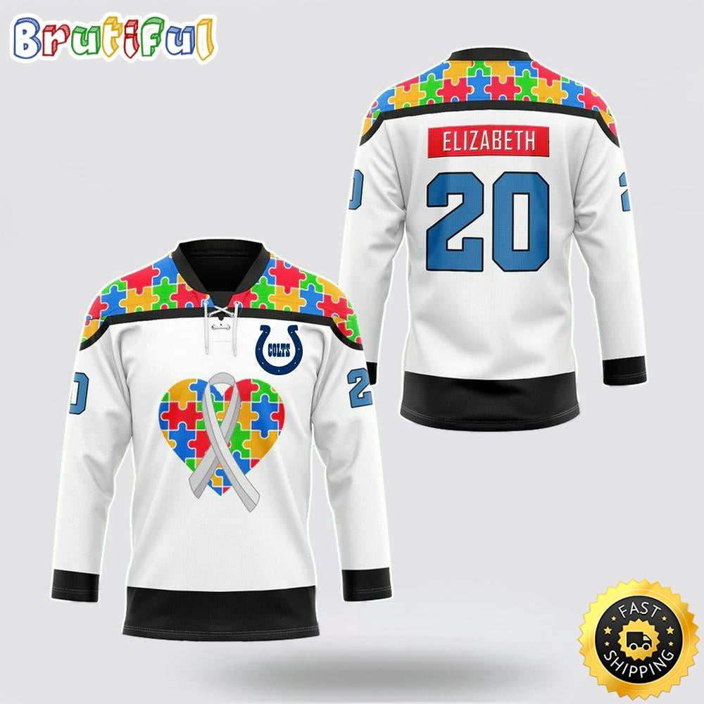 Personalized NFL Indianapolis Colts Hockey Jersey Autism Awareness Nfl Hockey Jersey For Fans