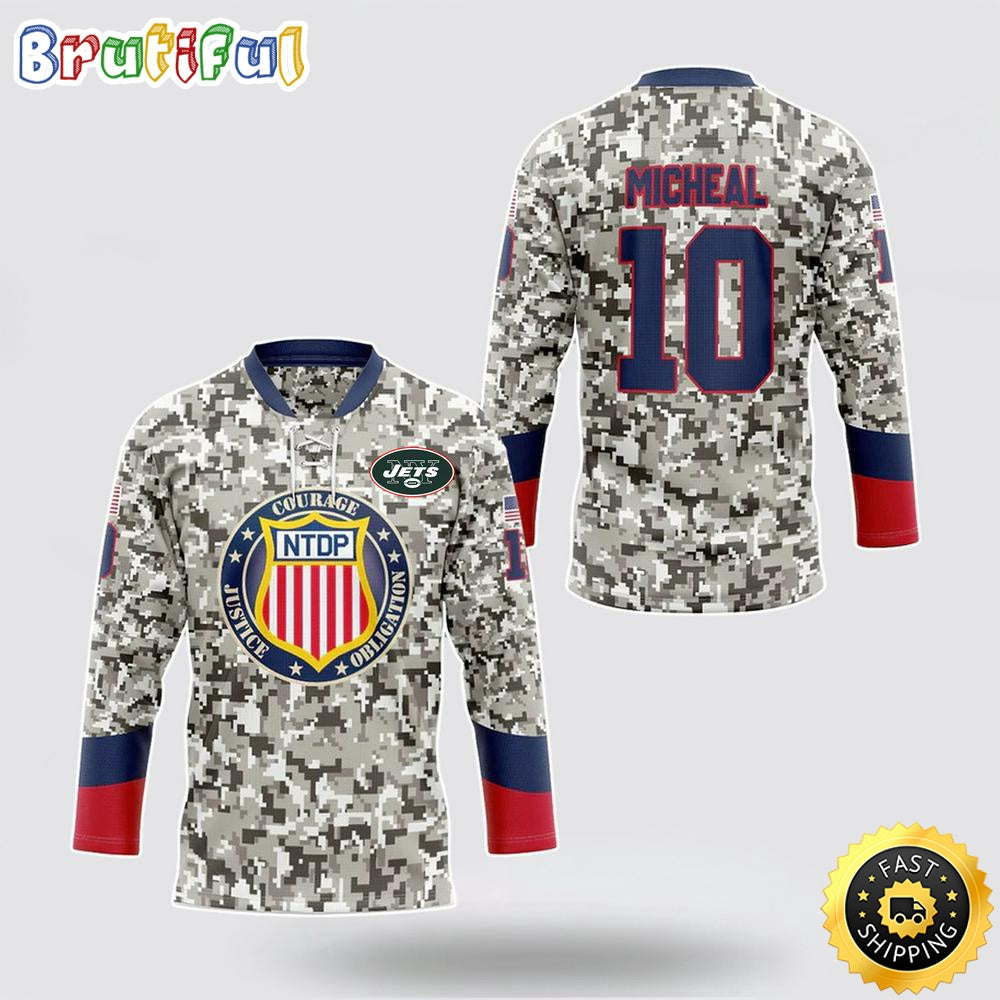 Personalized NFL New York Jets Hockey Jersey Veterans Nfl Hockey Jersey For Fans