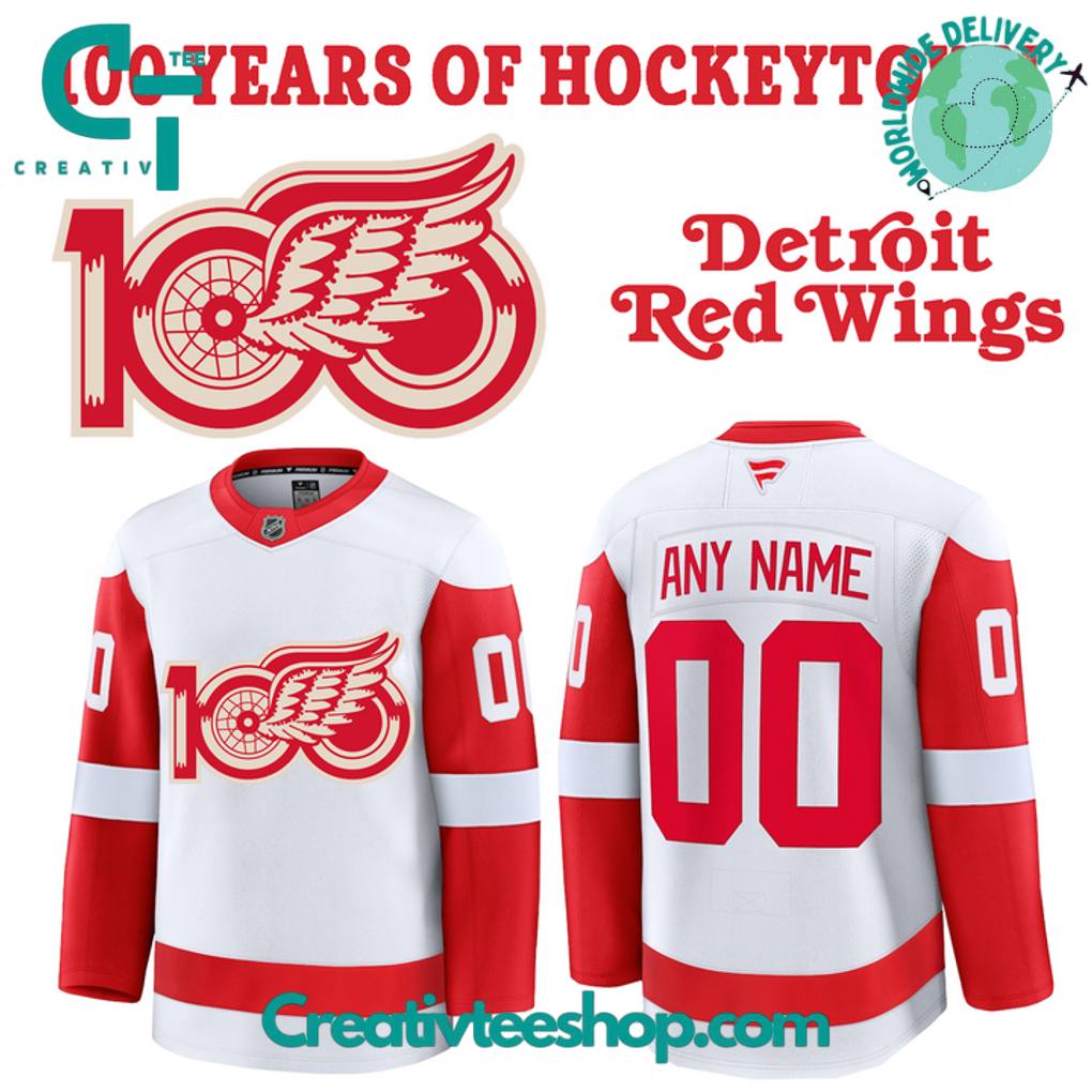 Detroit Red Wings 100 "Years Of Hockeytown" Special White Hockey Jersey